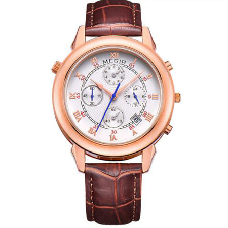 Quartz Wristwatch Clock Genuine Leather Bracelet Roman Dial Classic Watches